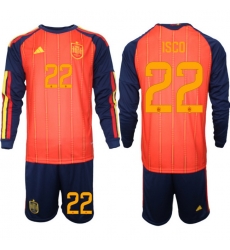 Spain 2026 FIFA World Cup Soccer Jersey Red LONG #22 ISCO Spain 2026 FIFA World Cup Soccer Jersey Red LONG #22 ISCO