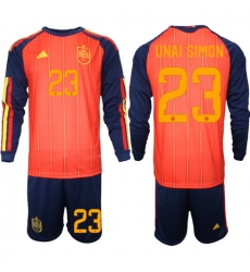 Spain 2026 FIFA World Cup Soccer Jersey Red LONG #23 UNAI SIMON Spain 2026 FIFA World Cup Soccer Jersey Red LONG #23 UNAI SIMON