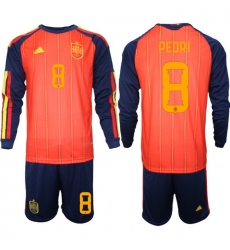 Spain 2026 FIFA World Cup Soccer Jersey Red LONG #8 PEDRI Spain 2026 FIFA World Cup Soccer Jersey Red LONG #8 PEDRI