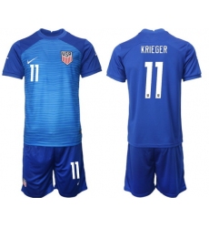 United States 2022 World Cup Soccer Jersey #11 KRIEGER BLUE