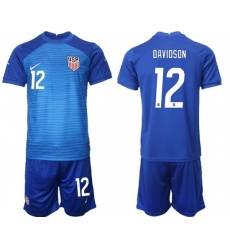United States 2022 World Cup Soccer Jersey #12 DAVIDSON BLUE