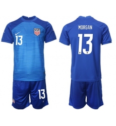 United States 2022 World Cup Soccer Jersey #13 MORGAN BLUE