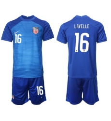 United States 2022 World Cup Soccer Jersey #16 LAVELLE BLUE