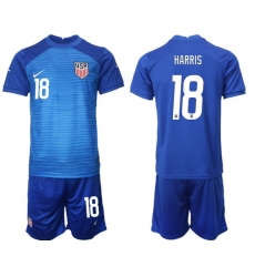 United States 2022 World Cup Soccer Jersey #18 HARRIS BLUE