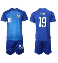 United States 2022 World Cup Soccer Jersey #19 DUNN BLUE