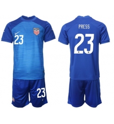 United States 2022 World Cup Soccer Jersey #23 PRESS BLUE