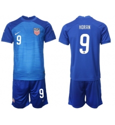 United States 2022 World Cup Soccer Jersey #9 HORAN BLUE