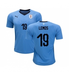 Uruguay #19 Lemos Home Soccer Country Jersey