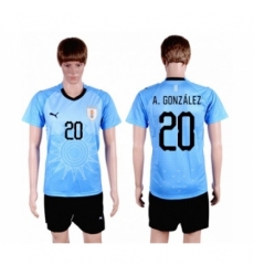 Uruguay #20 A.Gonzalez Home Soccer Country Jersey
