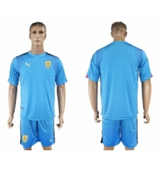 Uruguay Blank Blue Goalkeeper Soccer Country Jersey
