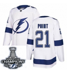 Men Adidas Tampa Bay Lightning 21 Brayden Point Authentic White Home NHL Stitched 2021 Stanley Cup Champions Patch Jersey