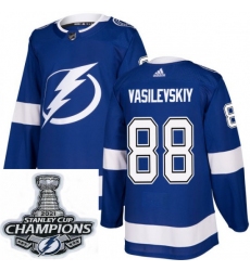 Men Adidas Tampa Bay Lightning 88 Andrei Vasilevskiy Premier Roayl Blue Home NHL Stitched 2021 Stanley Cup Champions Patch Jersey