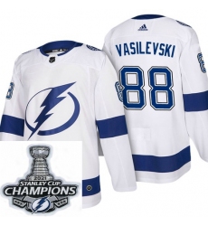 Men Adidas Tampa Bay Lightning 88 Andrei Vasilevskiy Premier White Home NHL Stitched 2021 Stanley Cup Champions Patch Jersey