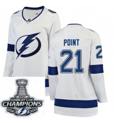 Women Adidas Tampa Bay Lightning 21 Brayden Point Authentic White Home NHL Stitched 2021 Stanley Cup Champions Patch Jersey