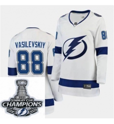 Women Adidas Tampa Bay Lightning 88 Andrei Vasilevskiy Premier White Home NHL Stitched 2021 Stanley Cup Champions Patch Jersey