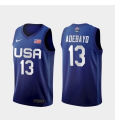 Men's USA Team Bam Adebayo Away Blue 2021 Tokyo Olympics Jersey