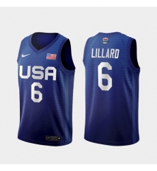 Men's USA Team Damian Lillard Away Blue 2021 Tokyo Olympics Jersey