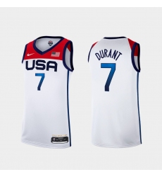 Men's USA Team Kevin Durant Home White 2021 Tokyo Olympics Jersey II