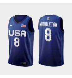 Men's USA Team Khris Middleton Away Blue 2021 Tokyo Olympics Jersey