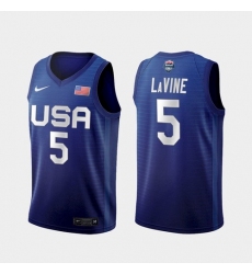 Men's USA Team Zach LaVine Away Blue 2021 Tokyo Olympics Jersey