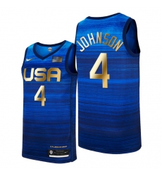 USA Dream Team 4 Keldon Johnson 2021 Tokyo Olymipcs Nike Basketball Jersey Blue