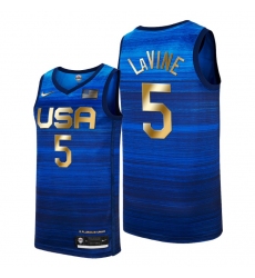 USA Dream Team 5 Zach LaVine 2021 Tokyo Olymipcs Nike Basketball Jersey Blue