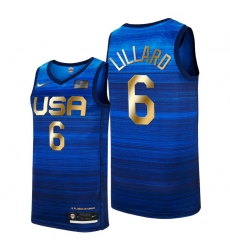 USA Dream Team 6 Damian Lillard 2021 Tokyo Olymipcs Nike Basketball Jersey Blue