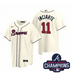 Men Nike Atlanta Braves 11 Ender Inciarter Ice Cream Alternate Stitched Baseball Stitched MLB 2021 Champions Patch Jersey