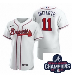 Men Nike Atlanta Braves 11 Ender Inciarter White Alternate Stitched Baseball Stitched MLB 2021 Champions Patch Jersey