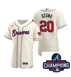Men Nike Atlanta Braves 20 Marcell Ozuna Ice Cream Alternate Stitched Baseball Stitched MLB 2021 Champions Patch Jersey