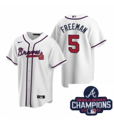 Men Nike Atlanta Braves 5 Freddie Freeman White Home Stitched Baseball Stitched MLB 2021 Champions Patch Jersey