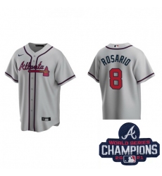Men Nike Atlanta Braves 8 Eddie Rosario Gray Alternate Stitched Baseball Stitched MLB 2021 Champions Patch Jersey
