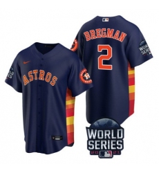 Men Houston Astros 2 Alex Bregman 2021 Navy World Series Cool Base Stitched Baseball Jersey