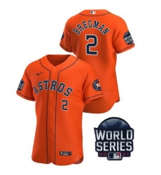Men Houston Astros 2 Alex Bregman 2021 Orange World Series Flex Base Stitched Baseball Jersey