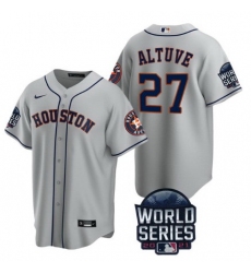 Men Houston Astros 27 Jose Altuve 2021 Gray World Series Cool Base Stitched Baseball Jersey