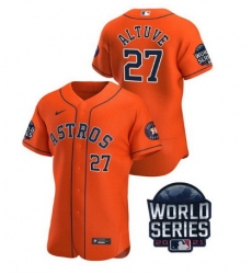 Men Houston Astros 27 Jose Altuve 2021 Orange World Series Flex Base Stitched Baseball Jersey
