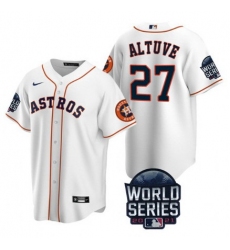 Men Houston Astros 27 Jose Altuve 2021 White World Series Cool Base Stitched Baseball Jersey