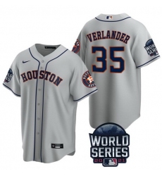 Men Houston Astros 35 Justin Verlander 2021 Grey World Series Cool Base Stitched Baseball Jersey