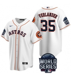 Men Houston Astros 35 Justin Verlander 2021 White World Series Cool Base Stitched Baseball Jersey