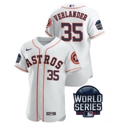 Men Houston Astros 35 Justin Verlander 2021 White World Series Flex Base Stitched Baseball Jersey