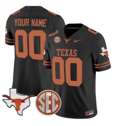 Men Texas Longhorns Active Player Custom Black F U S E  State Map  26 SEC Patch Stitched Jersey