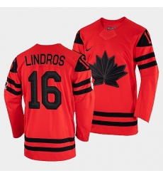 Men's Canada Hockey Eric Lindros Red 2022 Winter Olympic #16 Gold Winner Jersey