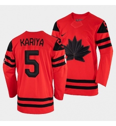 Men's Canada Hockey Paul Kariya Red 2022 Winter Olympic #5 Gold Winner Jersey