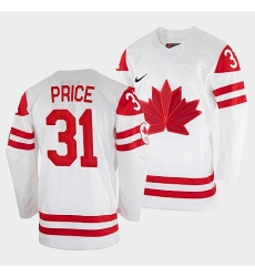 Men's Carey Price Canada Hockey White 2022 Beijing Winter Olympic #31 Home Jersey