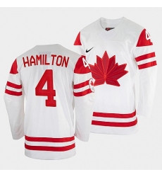 Men's Dougie Hamilton Canada Hockey White 2022 Beijing Winter Olympic #4 Home Jersey