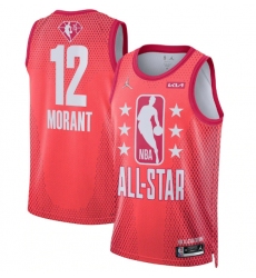 Men 2022 All Star 12 Ja Morant Maroon Stitched Basketball Jersey