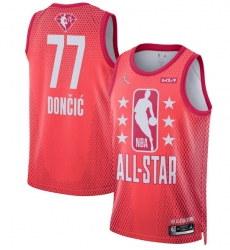 Men 2022 All Star 77 Luka Doncic Maroon Stitched Jerse