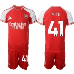 Men Arsenal FC 41 Declan Rice Red 2025 Home Soccer Jersey Suit