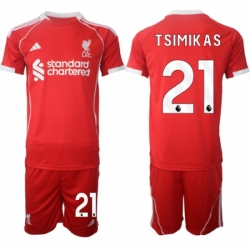 Men Liverpool 21 Kostas Tsimikas 2025 Red Home Soccer Jersey Suit
