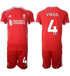 Men Liverpool 4 Virgil 2025 Red Home Soccer Jersey Suit